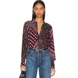 Free People | Hazel Buttondown in Black Combo NWT